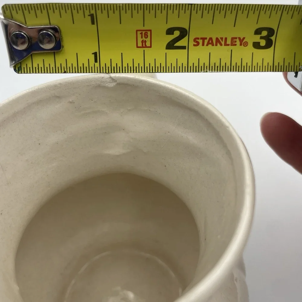 Blue & White Stoneware Mug/Vase- Blue Floral On Cream Mug Unmarked Vintage 10 Oz